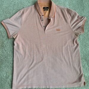 HUGO BOSS men’s light orange polo shirt. Size: Large. Used.